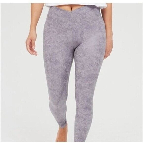 Aerie Women's Offline The Hugger Crossover High Waisted Crackle Legging Purple - Picture 1 of 8